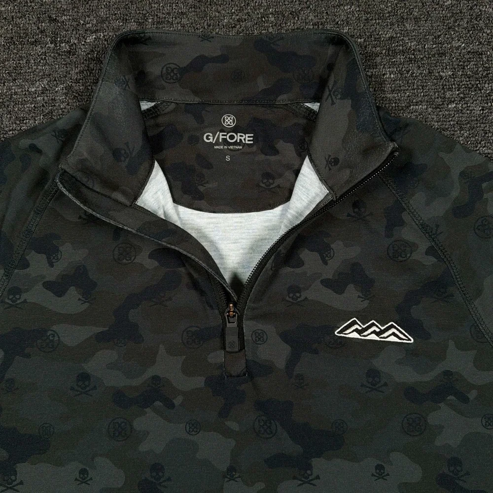 G/Fore Mens Small Green Camo Desert Springs Golf 1/4 Zip Pullover G4MS22K78